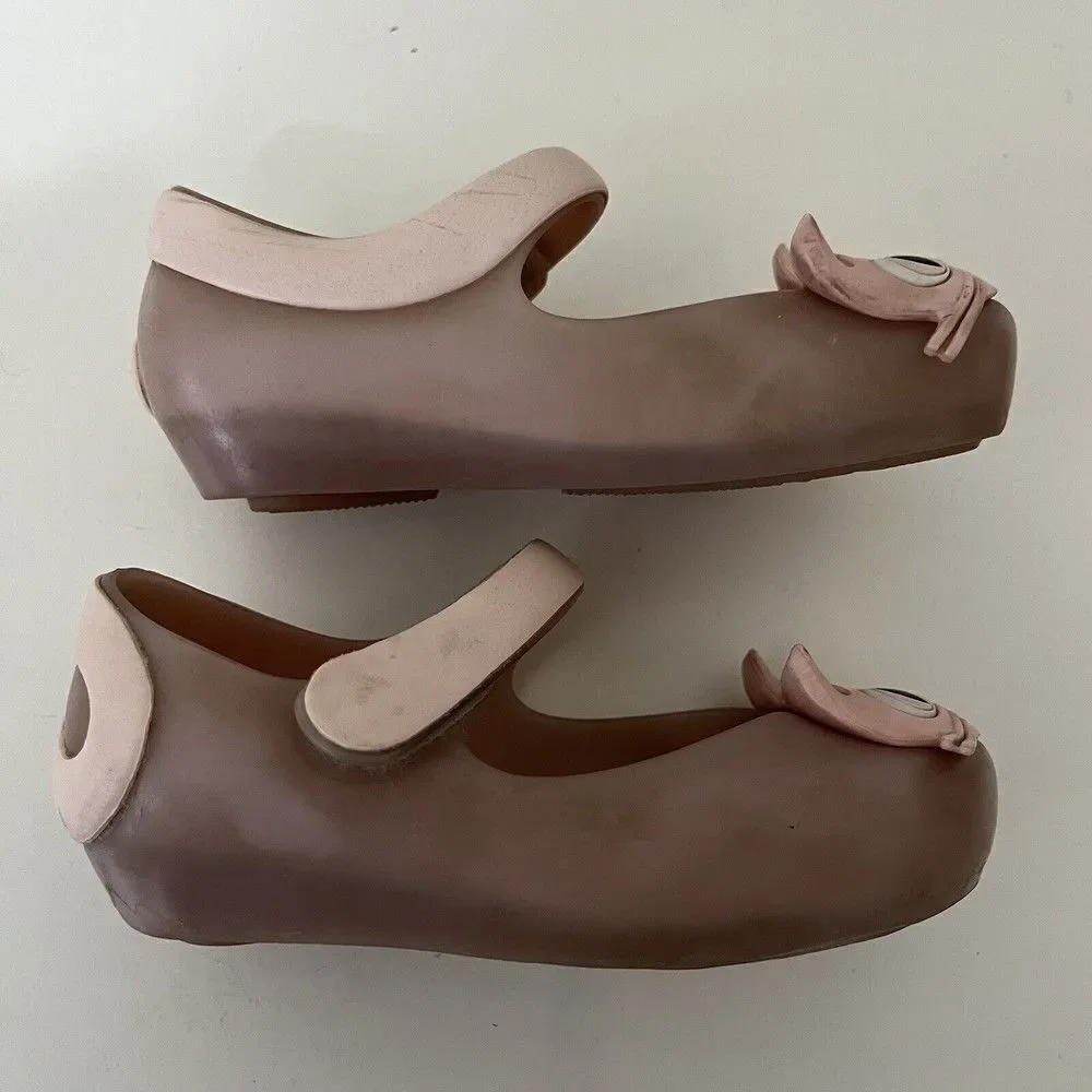 Mini Melissa Ultragirl II Pink Cat Mary Jane Flats Shoes Toddler Girls Size 8